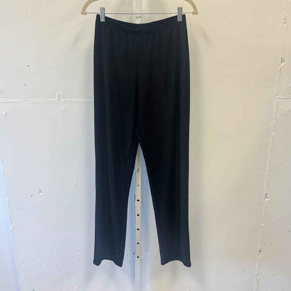 Susan Graver Essentials Black Ribbed Pull On Pants Small‎ USA Elastic Waist